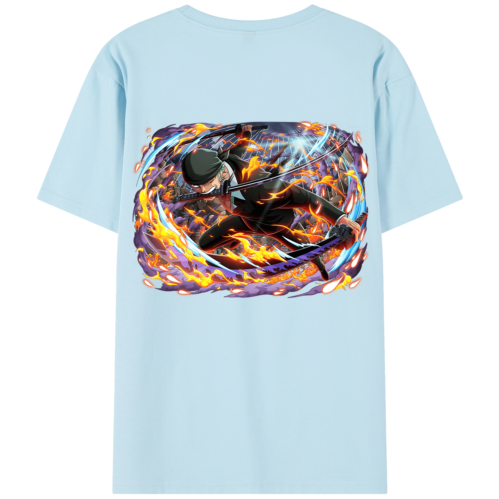 ワンピース ロロノア・ゾロ ONE PIECE Roronoa Zoro 綿100％半袖Tシャツ（背面プリント）